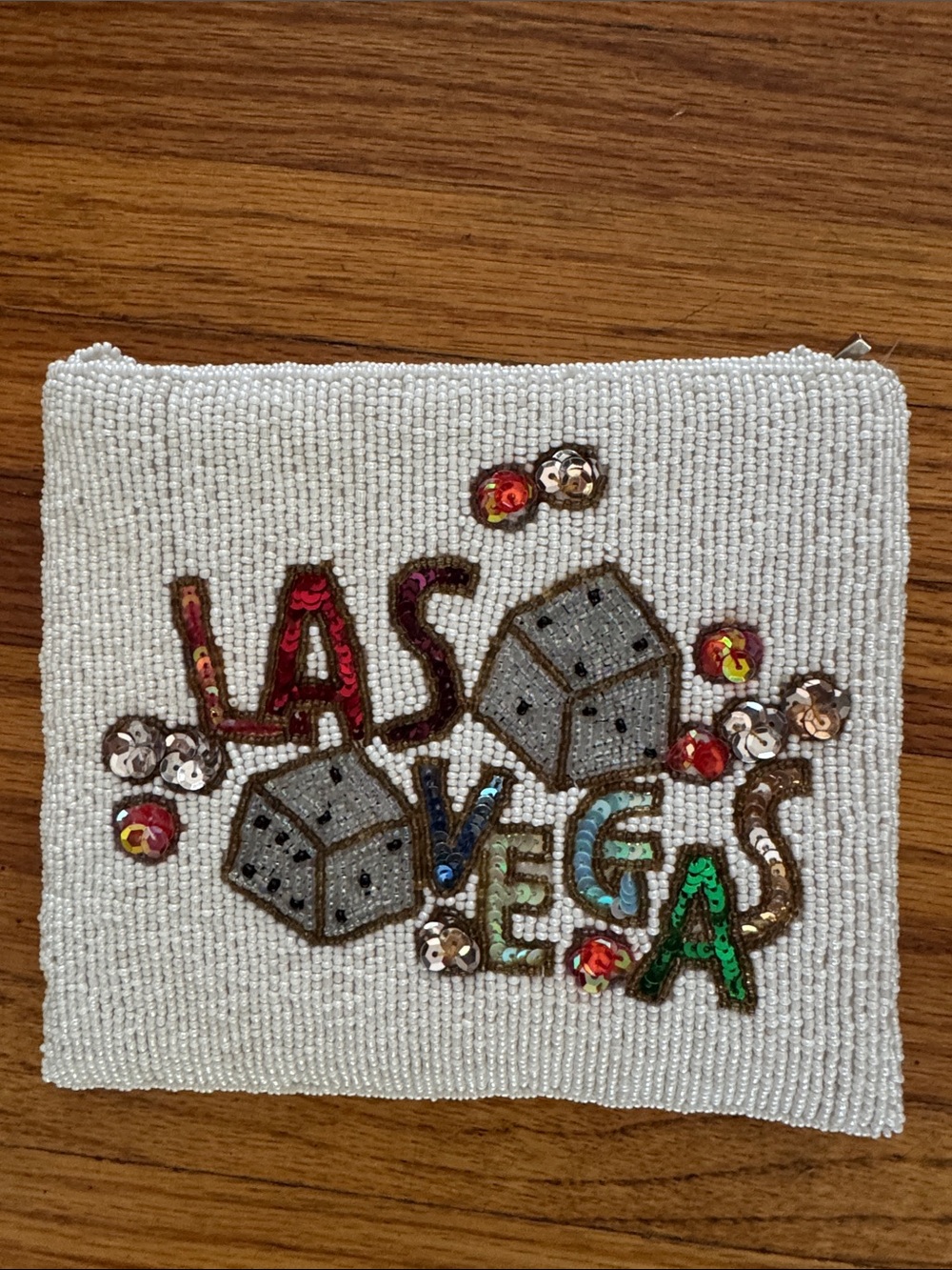 Beaded 'Las Vegas' Wall Accent in White with Multicolor Sequins